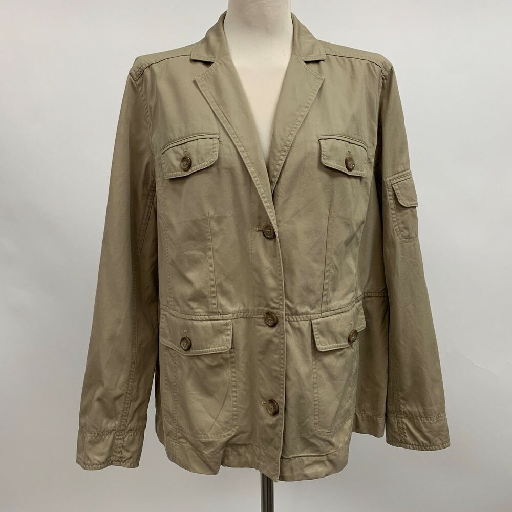 Lands End Women's Light Jacket X-Large 18 20 Beige Khaki